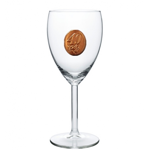 40  rokov Pohár na víno  kovová etiketa