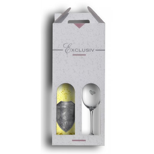 2v 1 Svadobný darčekový vínny set víno so zlatom - pohár