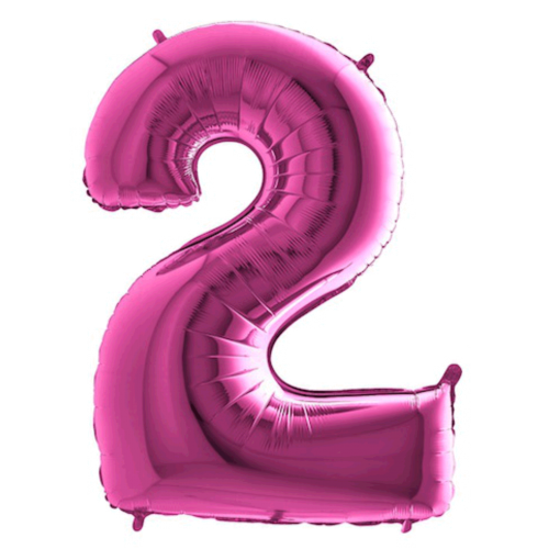 Balón číslo 2 ružové 100 cm