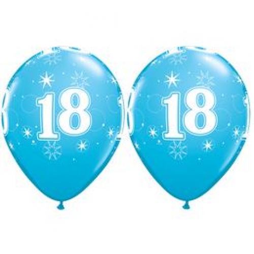 Balóny Sparkle s číslom 18 modré 25 ks