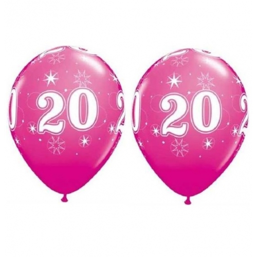 Balóny Sparkle s číslom 20 ružové 25 ks