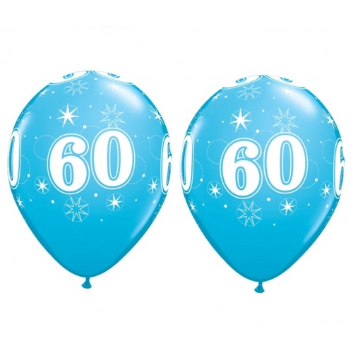 Balóny Sparkle s číslom 60 modré 25 ks