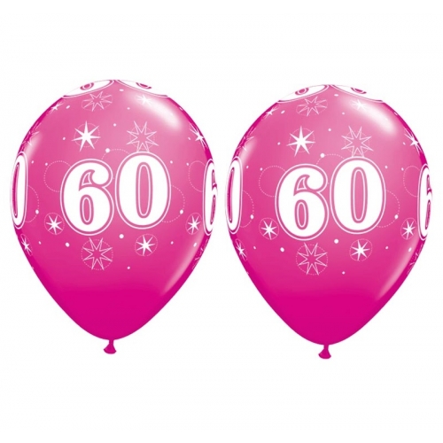 Balóny Sparkle s číslom 60 ružové 25 ks