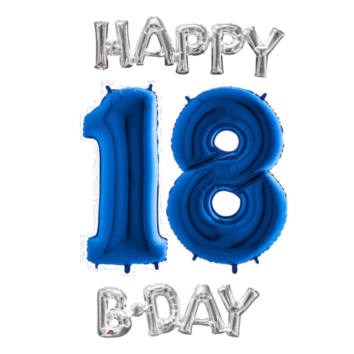 Narodeninový set balónov 18 modrá / strieborná
