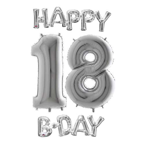 Narodeninový set balónov 18 strieborná / strieborná