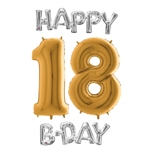 Narodeninový set balónov 18 zlatá / strieborná