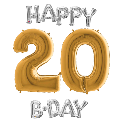 Narodeninový set balónov 20 zlatá / strieborná