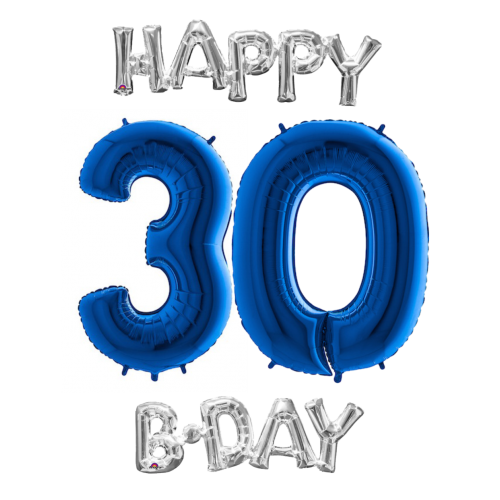 Narodeninový set balónov 30 modrá / strieborná