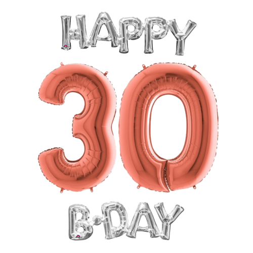 Narodeninový set balónov 30 rose gold / strieborná