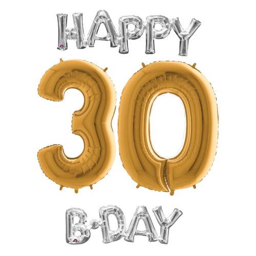 Narodeninový set balónov 30 zlatá / strieborná