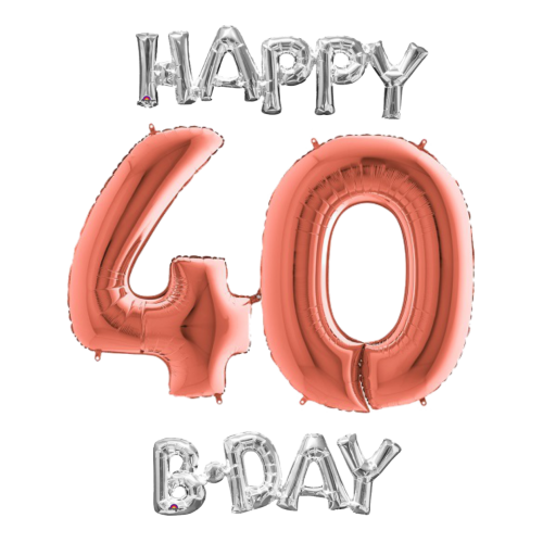 Narodeninový set balónov 40 rose gold / strieborná