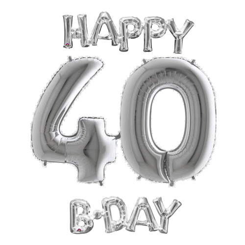 Narodeninový set balónov 40 strieborná / strieborná