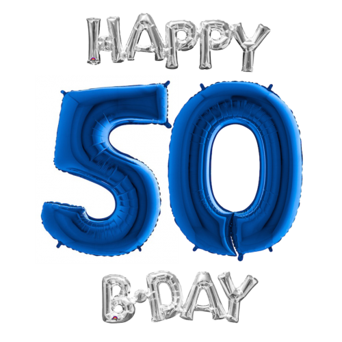 Narodeninový set balónov 50 modrá / strieborná