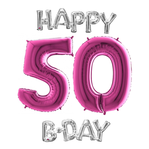Narodeninový set balónov 50 ružová / strieborná