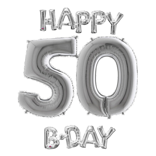 Narodeninový set balónov 50 strieborná / strieborná
