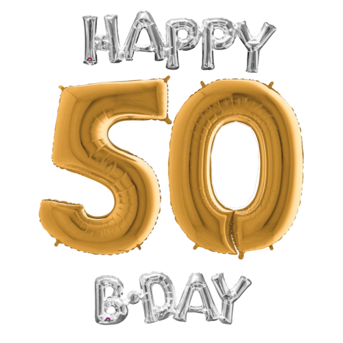 Narodeninový set balónov 50 zlatá / strieborná