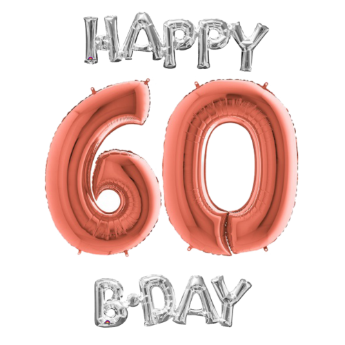 Narodeninový set balónov 60 rose gold / strieborná