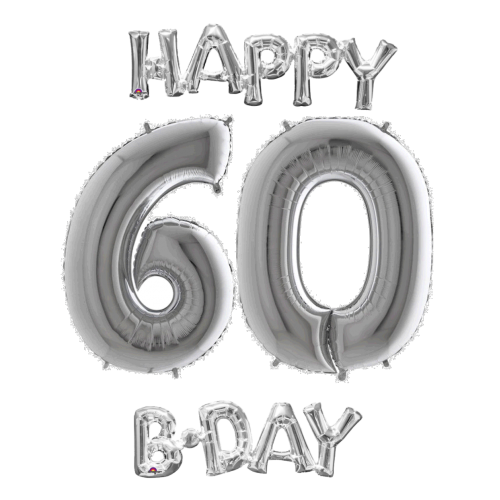 Narodeninový set balónov 60 strieborná / strieborná
