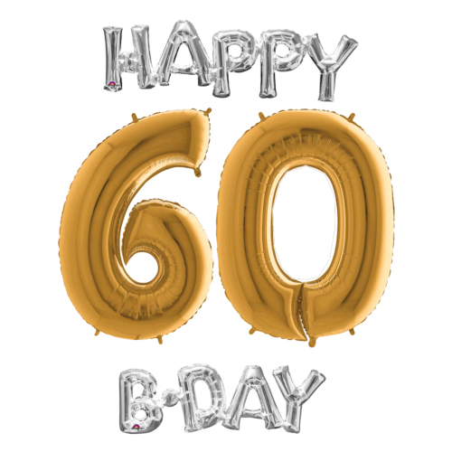Narodeninový set balónov 60 zlatá / strieborná
