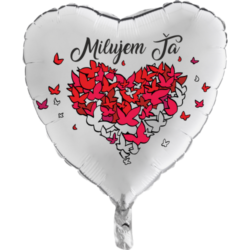 Balón Milujem Ťa strieborný
