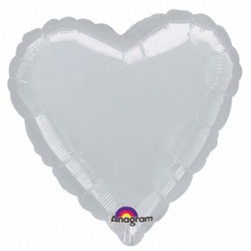 Balón Srdce 45 cm strieborné