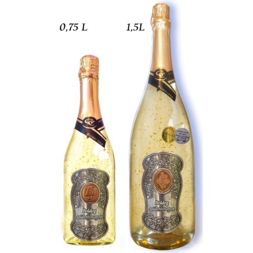 Ajándék palack - (0-90) év Arany habzóbor - Születésnap fém címke