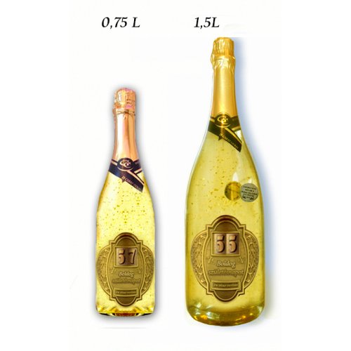 Ajándék palack - (0-99) év Arany habzóbor - Születésnap fémes címke