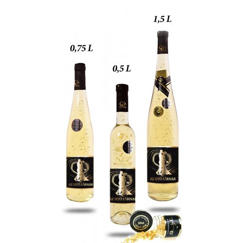Irsai Olivér 23 karátos arannyal - Arany habzóbor Ifjú párnak fémes 0,5L