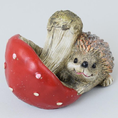 Polyres.ježko+muchot. 12.5x9.5x8.5cm