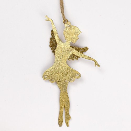 Balerína záves kov zlatá 14,5x7,5x1,5cm
