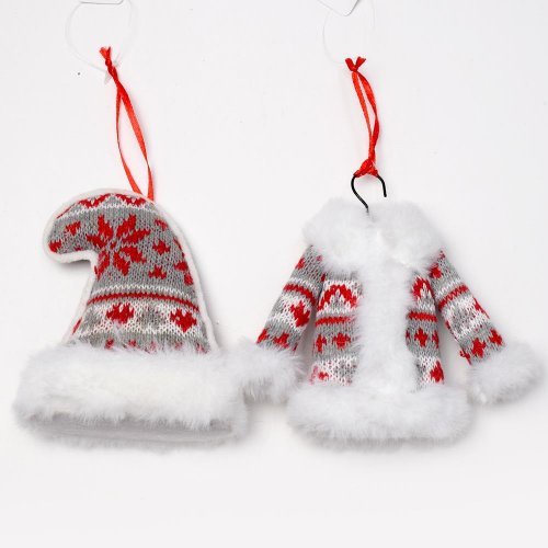 Čiapka kabát záves mix textil 15*13cm - Vianočné dekorácie a ozdoby