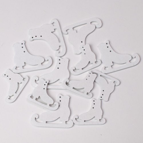 Drevené korčule biele s/12 4,5x3,1cm 3,5x2,8cm - Vianočné dekorácie a ozdoby