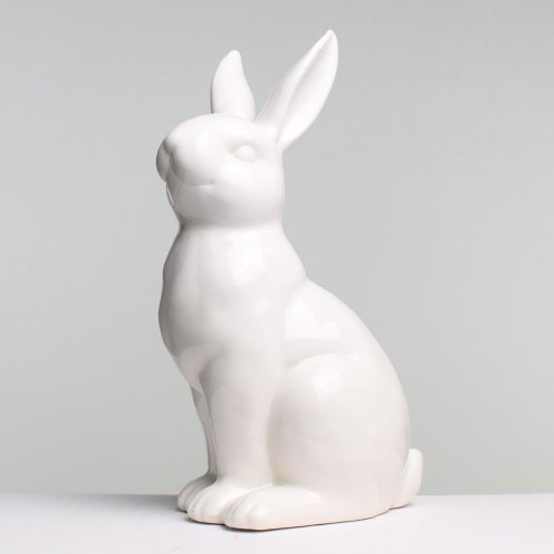Zajac sediaci porcelán biely 10x8x17.5
