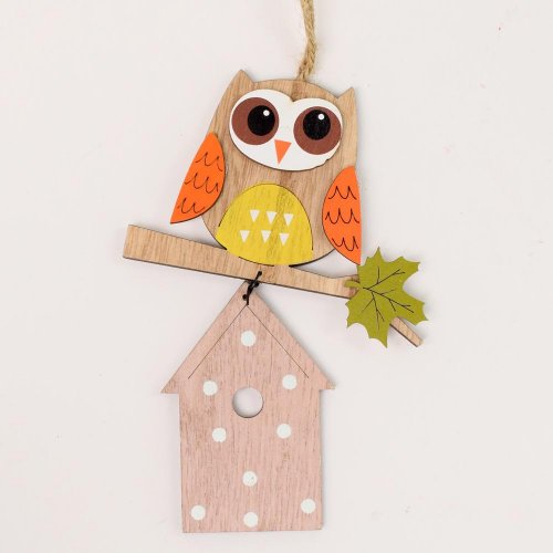 Záves sova drevo 29x10,5cm mix 2