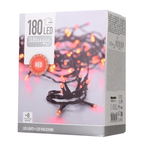 Led svetlá 180 červené vonkajšie - Vianočné osvetlenie