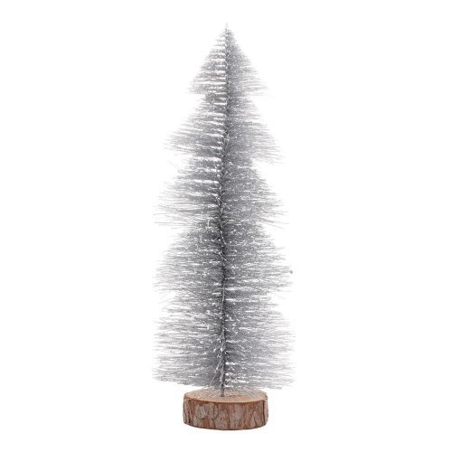 Vian. stromček na pníku strieborný 28cm - Vianočné dekorácie