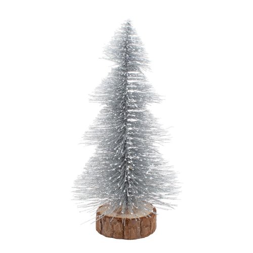 Vian. stromček na pníku strieborný s/2 18cm - Vianočné dekorácie