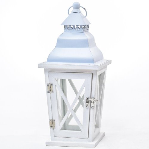 3fl/s-malý lampáš drevo/kov biely