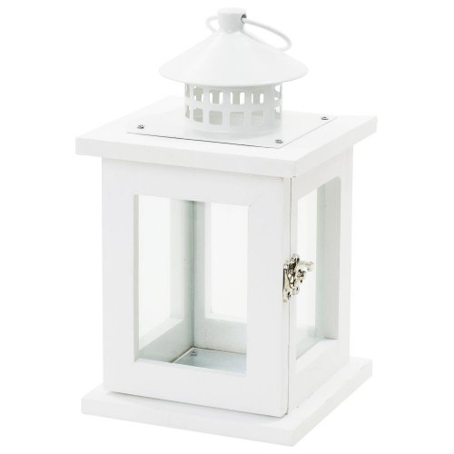 Lampáš biely drev/kov 13x13x23 cm