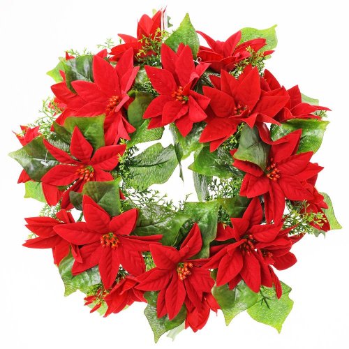 Veniec poinsettia červ.35cm