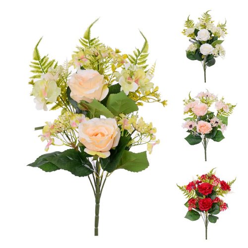 Kytica ruža+papraď 4f x7 50cm