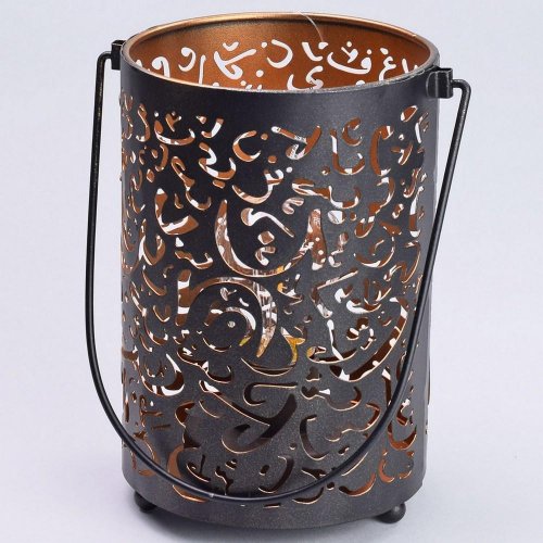 Led lampáš kov čiernozlatý 13x10,5x16,5cm