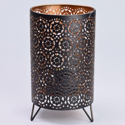 Led lampáš kov čiernozlatý 13x13x22,5cm