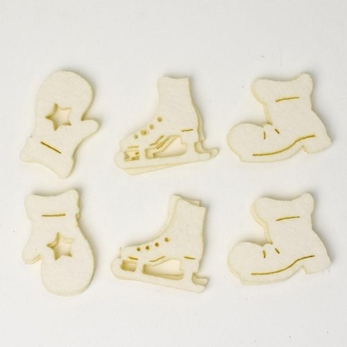 Dekorácie vianočné s/12 plsť biele 12x11,5x0,6cm