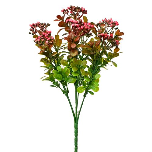 Zápich bobule červené s lístkami 30cm