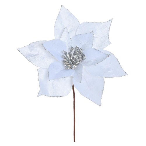 Vian. ruža/ poinsetia bielo-strieborná 20cm