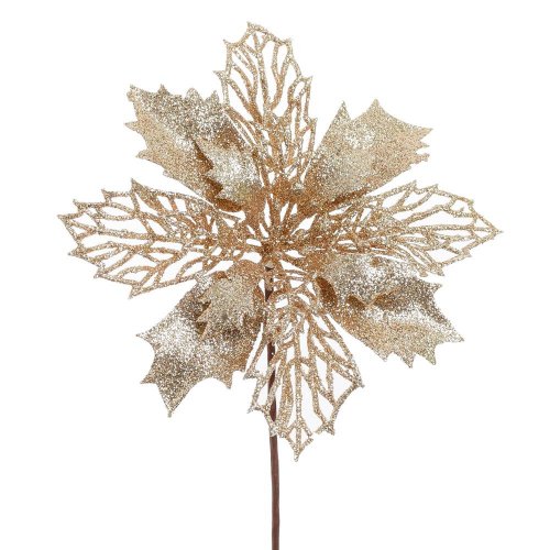 Vian. ruža/ poinsetia medená gliter 16cm