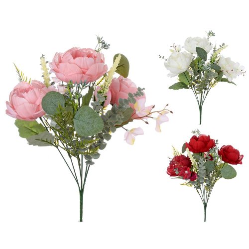 Kytica pivonky, veronika, drob. kvety, zeleň mix/f 38cm