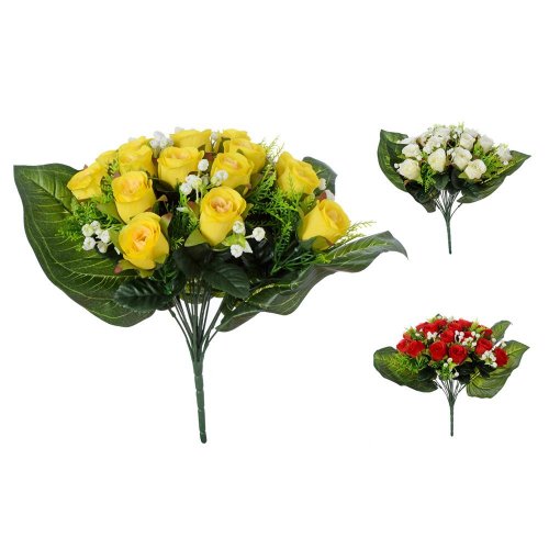 Kytica ruža, gypsa, zeleň, mix/f 36cm