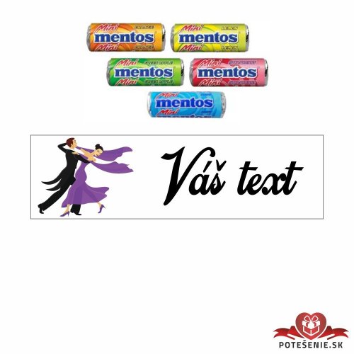 Mini mentos, plesová tématika,  dáma vo fialových šatách